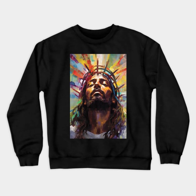 African American Jesus Christ Praying Crewneck Sweatshirt by AI Art Originals